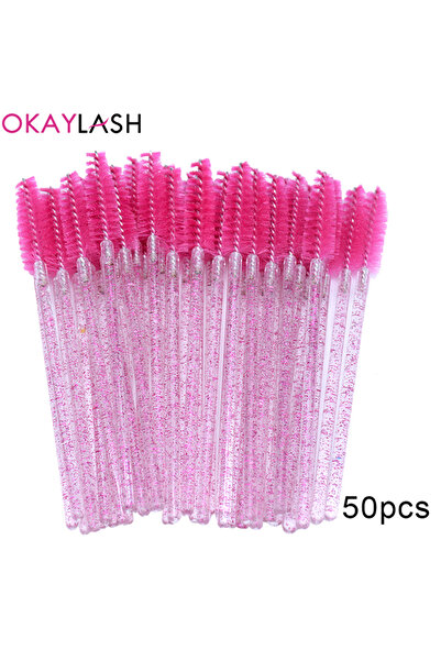 Choice9 50 قطعة من أعواد ماسكارا الرموش الصغيرة اللامعة للاستخدام مرة واحدة، فرشاة رموش كريستالية صغيرة C