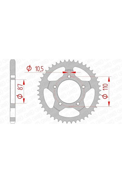 AFAM Pinion spate standard din oțel 14404 - 525 - 14404-44 pentru motociclete.