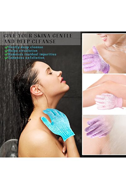 Yelajoy 4 Pack Exfoliating Bath Gloves, Reusable Dead Skin Remover for Spa Ma...