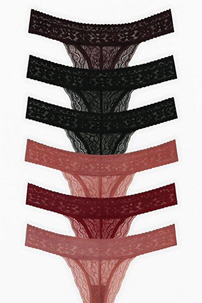 emosavm Thong waistband front lace back tulle women 2730