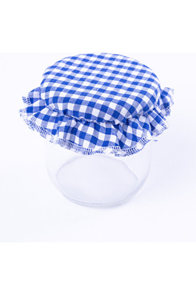 Bimotif Kavanoz Kapak Süsü, Küçük Kareli Mavi 6 Adet