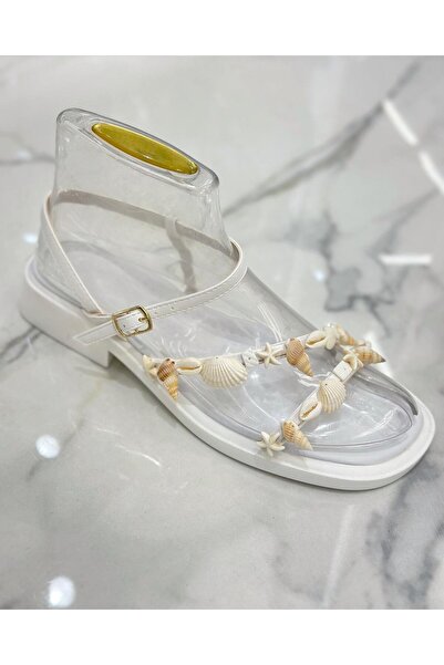 Zuum Palmora Women's Sandals with Seashell Detail - White