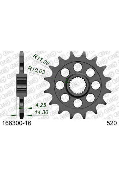 AFAM Pinion față din oțel 166300 - 520 - 16 dinți (pentru motociclete)