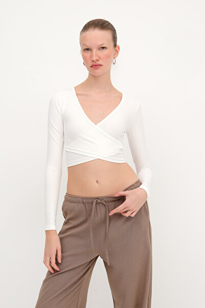 Addax V-Neck Crop Blouse B2489