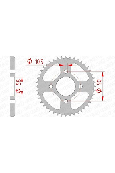 AFAM Pinion spate din oțel 10236 - 428 - 44 dinți (moto)