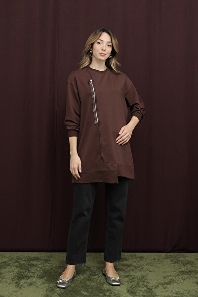 Puane Γυναικείο τουνίκ με κέντημα και φερμουάρ - 10735TUN - ΚΑΦΕ