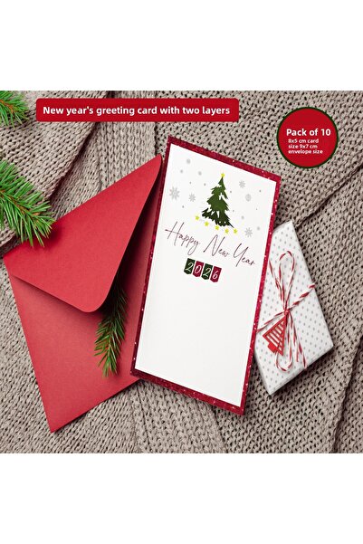 t tuğset etiket مجموعة مظروف صغير لرأس السنة الجديدة وبطاقات تهنئة مكونة من 10 قطع