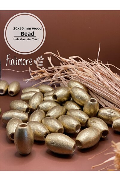 Fiolimore خرز خشبي بيضاوي الشكل باللون الأصفر الذهبي مقاس 20 × 30 مم (13 قطعة...