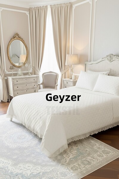 Çt Çeyizci Tekstil Double Bedspread, Bedding Set Cream