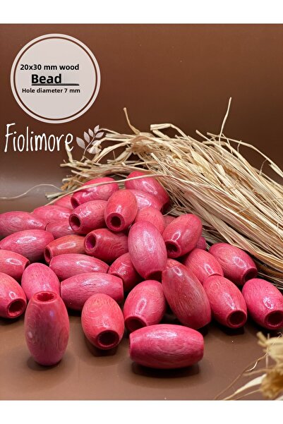 Fiolimore 20x30 мм розови овални дървени мъниста (13 броя) Дизайн на чанта от...