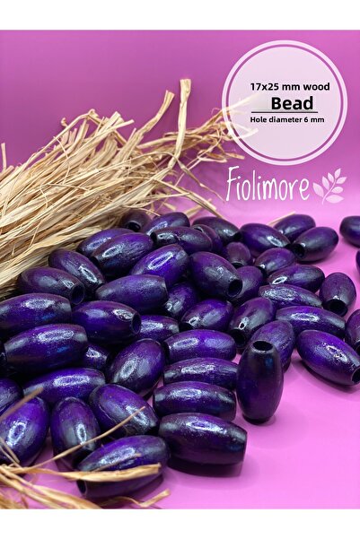 Fiolimore Mărgele ovale din lemn violet de 17x25 mm (50 grame, 18 bucăți) Măr...