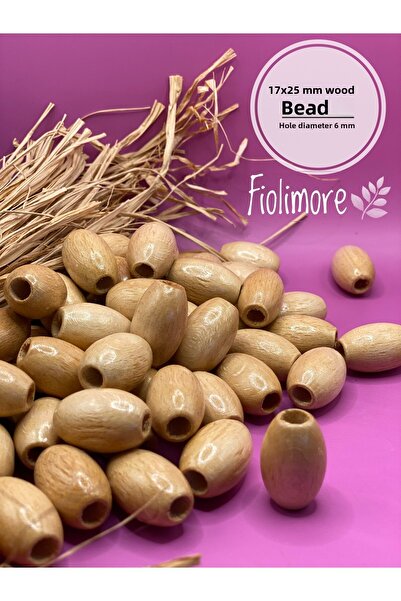 Fiolimore خرز خشبي بيضاوي مطلي مقاس 17 × 25 مم (50 جرام 20 قطعة) تصميم حقيبة ...