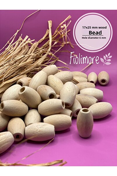 Fiolimore Mărgele de lemn ovală brută de 17x25 mm (50 grame 18 bucăți) Mărgel...