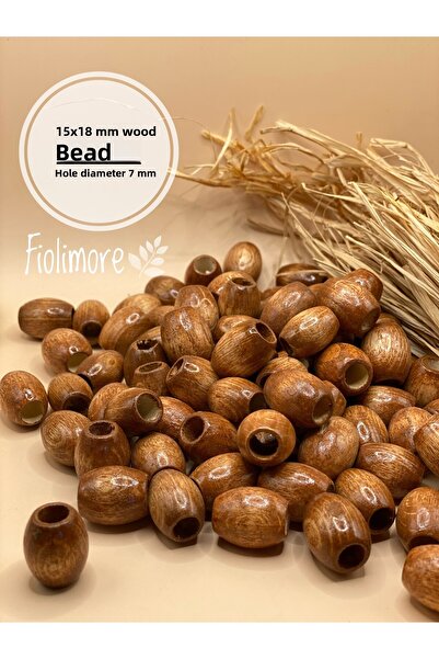 Fiolimore خرز خشبي بيضاوي بني تان 15 × 18 مم (50 جرام 40 قطعة) تصميم حقيبة مك...