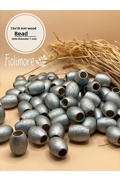 Fiolimore Mărgele ovale din lemn, gri argintiu, 15x18 mm (50 grame, 40 bucăți...