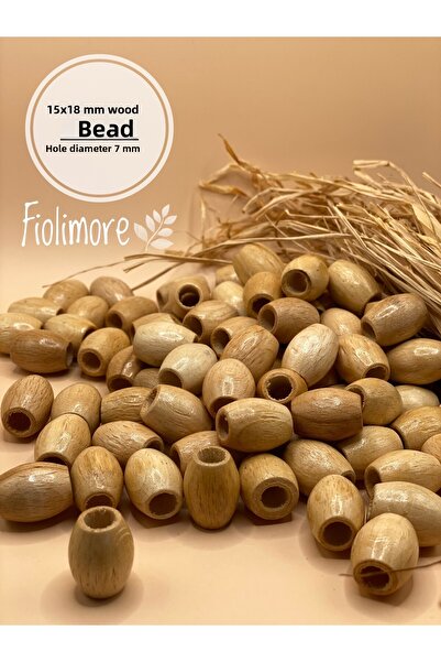 Fiolimore خرز خشبي بيضاوي مطلي مقاس 15 × 18 مم (50 جرام 37 قطعة) تصميم حقيبة ...