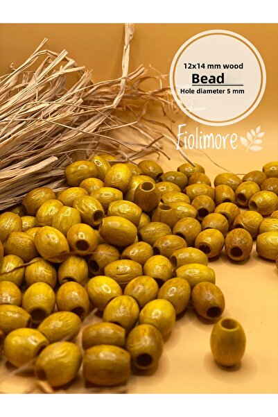 Fiolimore 12x14 мм жълти овални дървени мъниста (50 грама, 62 броя) Дизайн на...