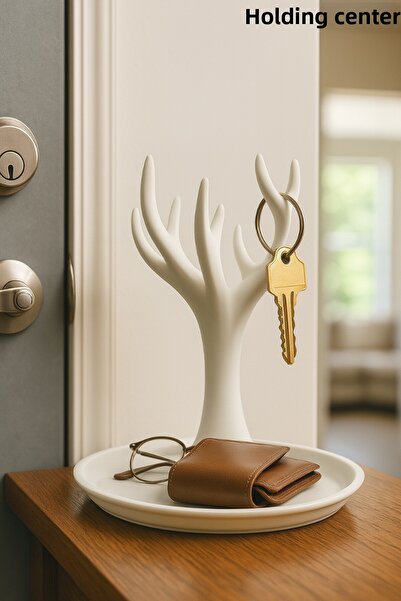 TUTACENTER حامل خشبي لتنظيم المفاتيح والمحافظ والمجوهرات (منظم بلاستيكي متعدد...