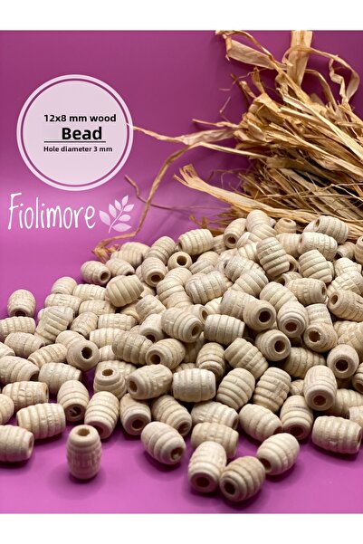 Fiolimore 12x8 ملم مكرونة بيضاوية خام خرز خشبي ملتوي (50 جرام 114 قطعة) قطر ا...