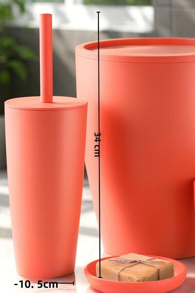 Nandy Home Pure 5 Piece Bathroom Set - Trash Can, Toilet Brush, Liquid Soap Dispenser, Toothbrush Holder, Soap Dish