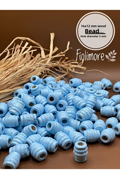 Fiolimore 16x12 ملم مكرونة بيضاوية زرقاء خرز خشبي ملتوي (50 جرام 58 قطعة) قطر...