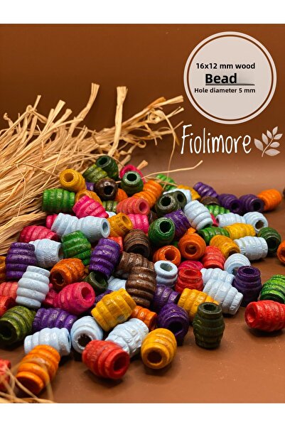 Fiolimore 16 × 12 مم حبات خشبية بيضاوية ملونة على شكل مكرونة (50 جرام 58 قطعة...