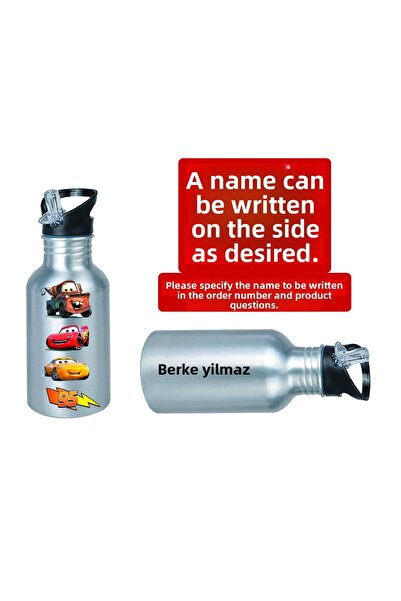 DKDZ SHOP Simsek Maq. Printed Metal Water Bottle with Straw 600ml.