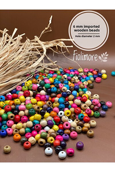 Fiolimore Mărgele din lemn colorate importate de 6 mm (25 gr 240 bucăți) Gean...