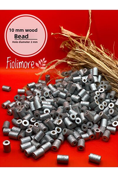 Fiolimore Mărgele din lemn de țeavă tăiată gri argintiu de 10 mm (50 grame 19...