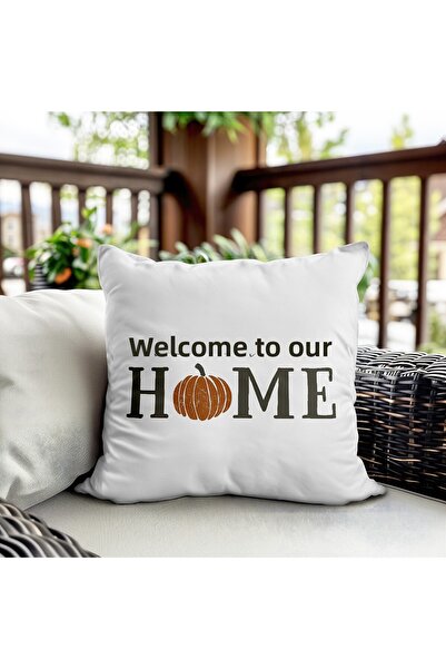 Evmila غطاء وسادة مطبوع على الجانبين بنسيج مخملي بنمط الخريف والمنزل