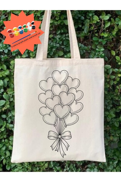 Cemira مجموعة الرسم، حقيبة رسم على شكل قلب، حقيبة قماش خام مقاس 35*40، رسم لل...