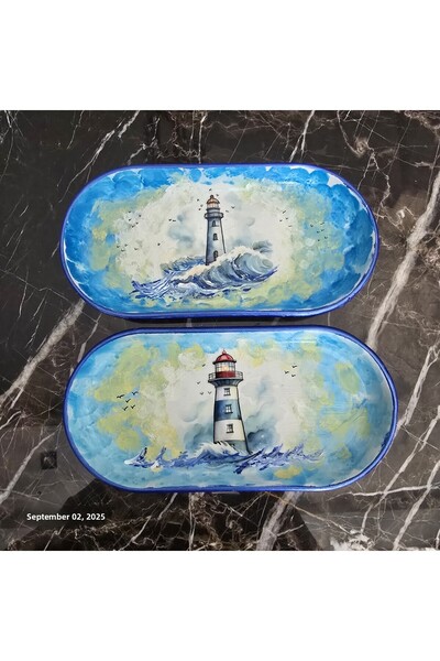 el.ay.arts طبق تقديم مقاس 20×10 سم، طبق على شكل قارب، مصنوع من البورسلين