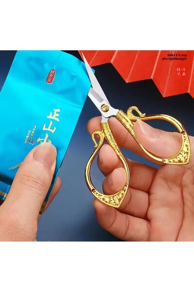 iğne izi Swan Promise Engagement Scissors, Ribbon Opening Special Occasion Ceremony Sewing Embroidery Scissors Gold