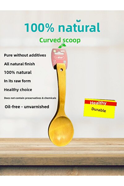 AHER Natural Wood Curved Spoon