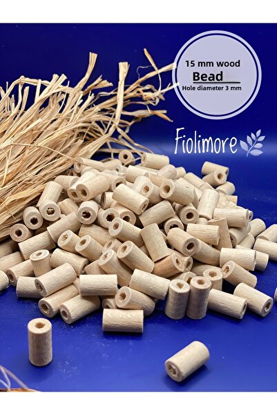 Fiolimore خرز خشبي على شكل أنبوب مقطوع بقطر 15 مم (50 جرام 100 قطعة) قطر الفت...