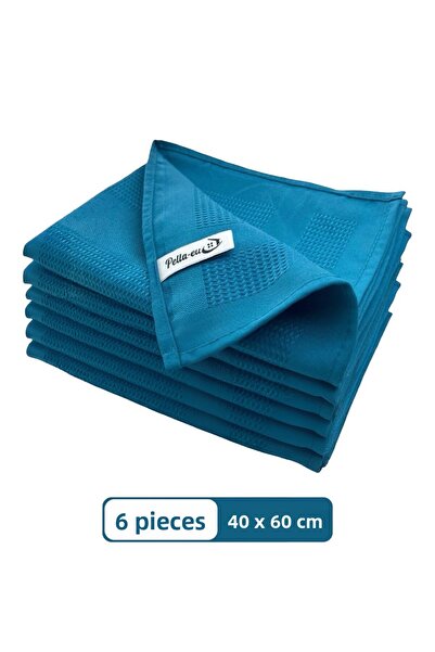 PELLA-EU قماش تنظيف من الألياف الدقيقة، قماش تنظيف عام للمطبخ والحمام، 6 قطع، أزرق، 40×60 سم