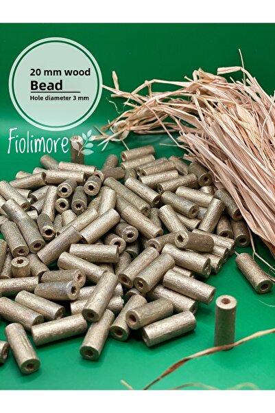 Fiolimore خرز خشبي أنبوبي أصفر ذهبي 20 ملم (50 جرام 120 قطعة) قطر الفتحة 3 مل...