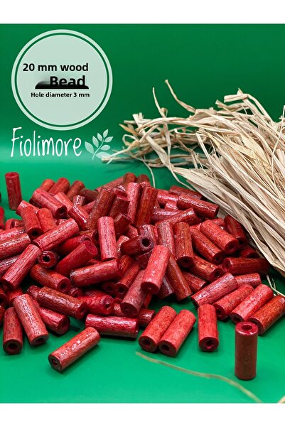 Fiolimore 20 мм червени дървени мъниста за рязане (50 грама, 120 броя) Диамет...