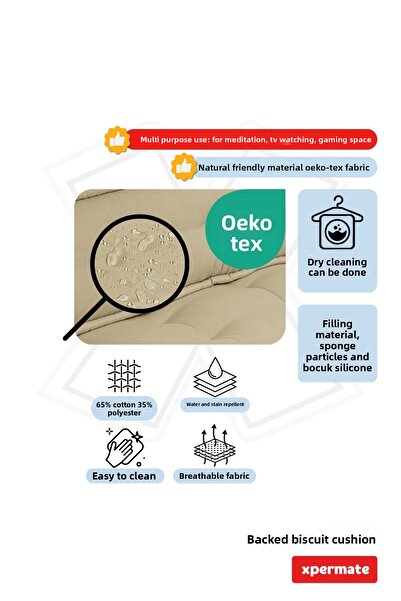 XPERMATE Biscuit Floor Cushion Honeycomb Front Pallet Cushion Bench and Garden Cushion 60X120X14 cm Beige
