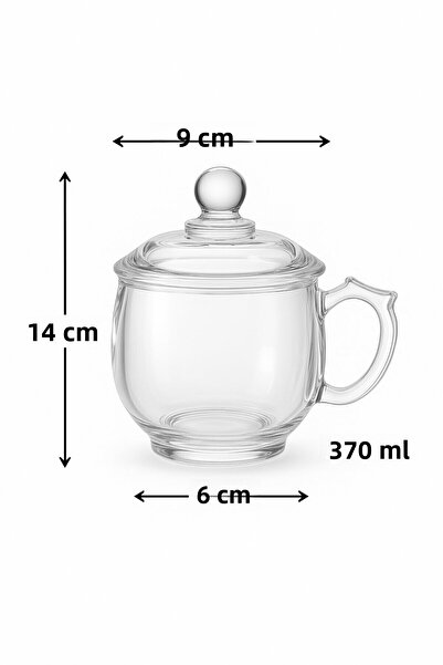 FAIR HOME Crystal Thick Glass Single Lid Large Size Herbal Tea Cup 370 Ml.