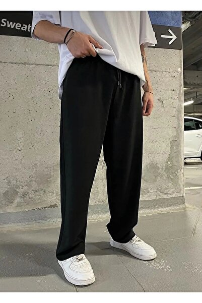 EydaMoon Men's Black Relaxed Cut Baggy Fit 4 Season Sweatpants