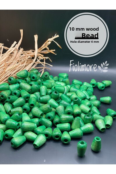 Fiolimore خرز خشبي بيضاوي على شكل قطرة خضراء 10 ملم (50 جرام 88 قطعة) قطر الف...