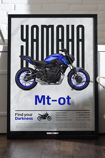 Duvarda Αφίσα Yamaha MT-07 με μαύρο ξύλινο πλαίσιο, διακοσμητικός πίνακας τοί...