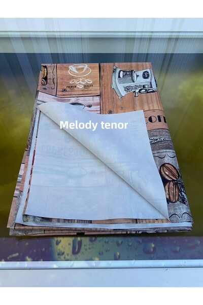 Sercan Lined Chocolate Cup Coffee Printed Pattern Non-Slip Pvc Oilcloth Tablecloth