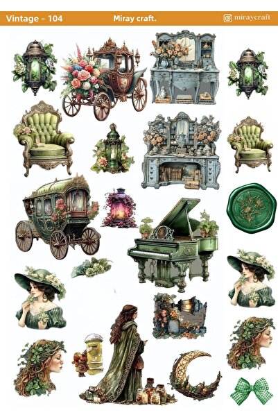 MirayDesign 1 αυτοκόλλητο με θέμα Vintage (12x17 cm) για Bullet Journal, Scra...