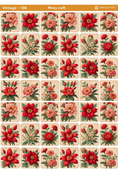 MirayDesign 1 Piece Vintage Themed Sticker (12X17 cm) for Bullet Journal, Scrapbook, Agenda and Planner