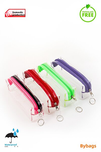 BYBAG 4Pcs Pvc Pen Holder Zippered Transparent Makeup Bag Pencil Case Purple ...