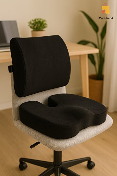 HASBY Visco Orthopedic Lumbar Support Cushion and Cocix Sitting Cushion Double Set Office Vehicle Chair