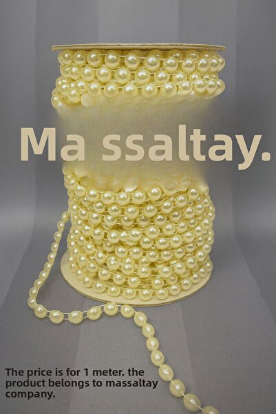 Massaltay Κρεμ Σειρά Πέρλες Χάντρες Λωρίδα 1 Μέτρο – Διακοσμητικό Στολισμό