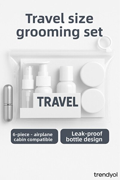 TARIK HOME Set de 6 piese colorat pentru îngrijire și cosmetice de călătorie, compatibil cu cabina avionului, flacon de parfum